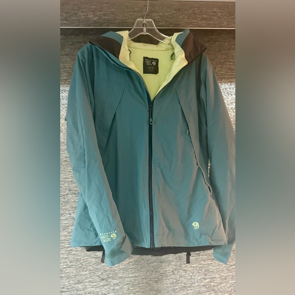 Mountain Hardwear Women's Teal and Yellow Ski Jacket